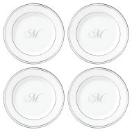 Lenox Federal Platinum Script Monogram Dinnerware Tidbit Plates, Set of 4, M