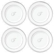 Lenox Federal Platinum Script Monogram Dinnerware Tidbit Plates, Set of 4, J