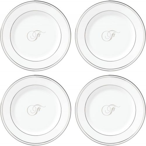레녹스 Lenox Federal Platinum Script Monogram Dinnerware Tidbit Plates, Set of 4, F