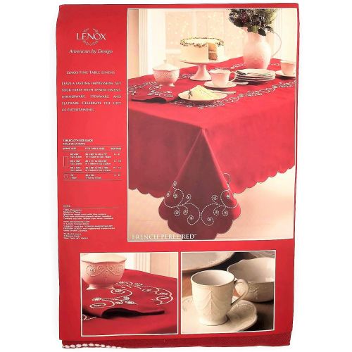 레녹스 Lenox French Perle Red Embroidered Holiday Tablecloth (70 Round)