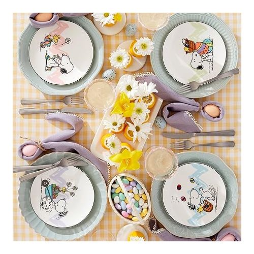 레녹스 Lenox Peanuts Snoopy 4-Piece Easter Accent Plates Set, 4 Count, Multi