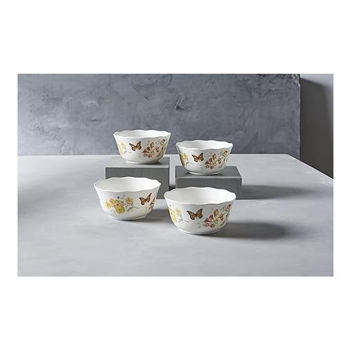 레녹스 Lenox Butterfly Meadow Melamine 4-Piece Bowl Set, 1.3 LB, White