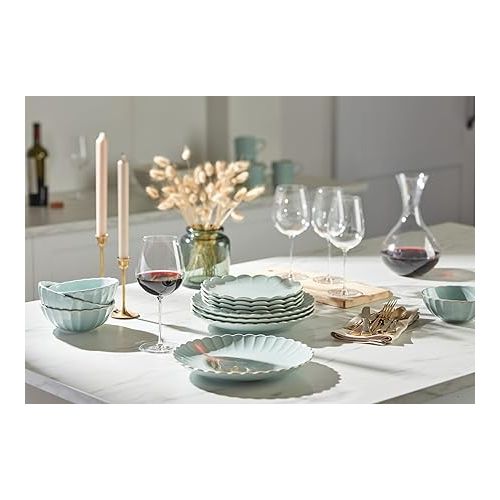 레녹스 Lenox French Perle Scallop Ice Blue 12Pc Dinnerware Set, 17.70