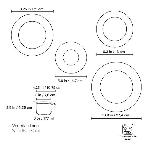 레녹스 Lenox Venetian Lace 5 Piece Place Setting, 5-Piece Place Setting, Lenox Venetian Lace Fine Dinnerware,White