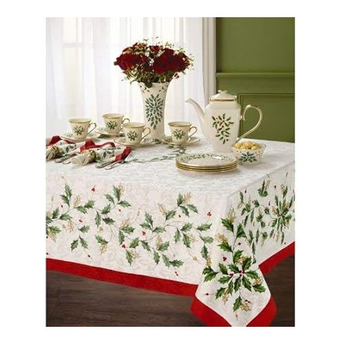 레녹스 Lenox Golden Holly Tablecloth, 60 in x 84 in, Ivory