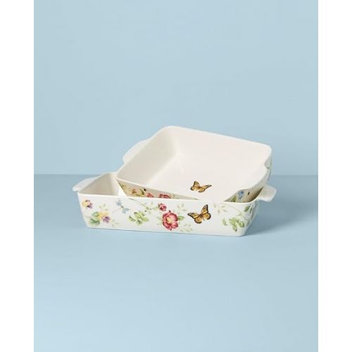 레녹스 Lenox Butterfly Meadow Rectangular Baker 2-Piece Set, 9.70, Multi