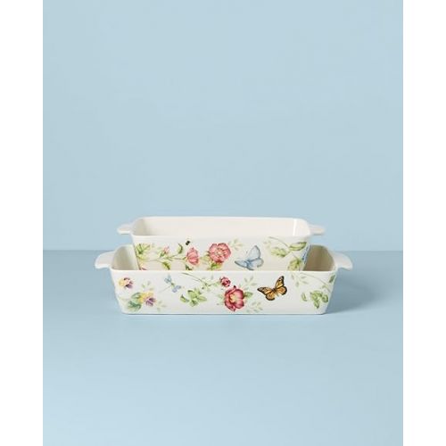 레녹스 Lenox Butterfly Meadow Rectangular Baker 2-Piece Set, 9.70, Multi