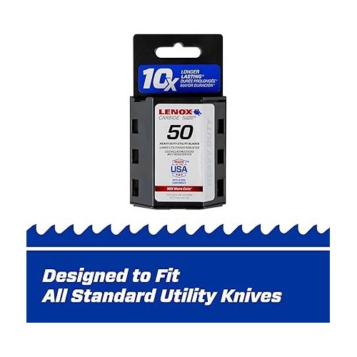 레녹스 LENOX Utility Knife Blades, Carbide, Replacement Pack, 50 Units (LXHT11800L)