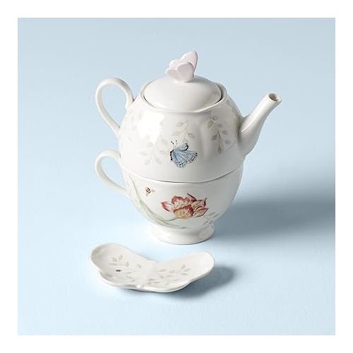 레녹스 Lenox 6083927 Butterfly Meadow Teapot with Lid, White