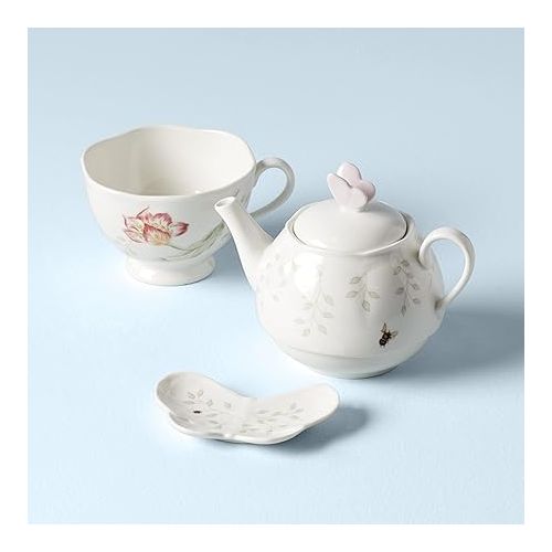 레녹스 Lenox 6083927 Butterfly Meadow Teapot with Lid, White