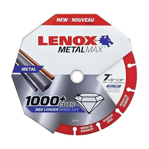 레녹스 LENOX Tools METALMAX Cut Off Wheel, Diamond Edge, 7-Inch x 7/8-Inch (1972924)
