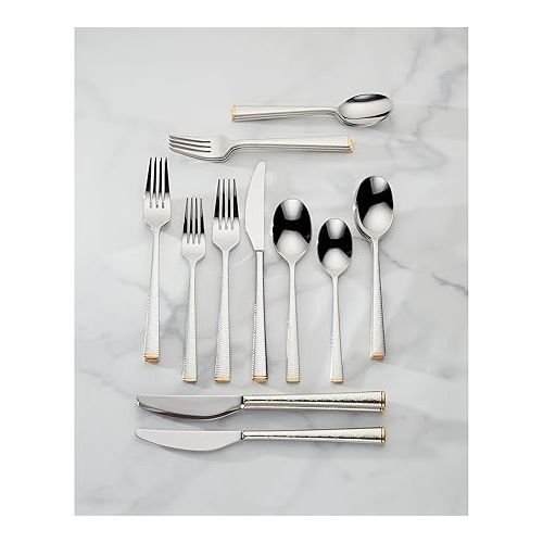 레녹스 Lenox Blue Bay Flatware Piece Set, 20 Count, Metallic