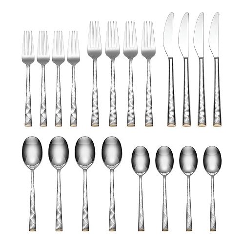 레녹스 Lenox Blue Bay Flatware Piece Set, 20 Count, Metallic