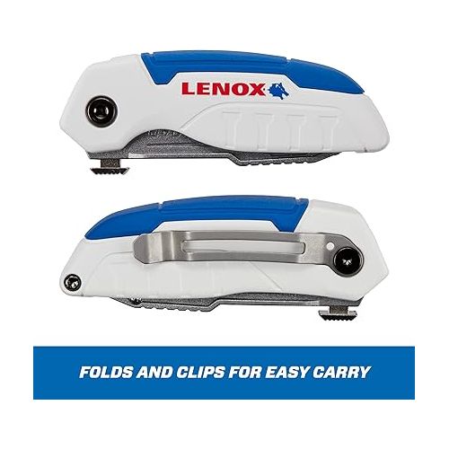 레녹스 LENOX TOOLS Utility Knife, 3-Blade, Retractable, Foldable and Portable, Blade Storage (LXHT10600?)