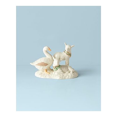 레녹스 Lenox 894083 First Blessing Lambs & Goose Figurine