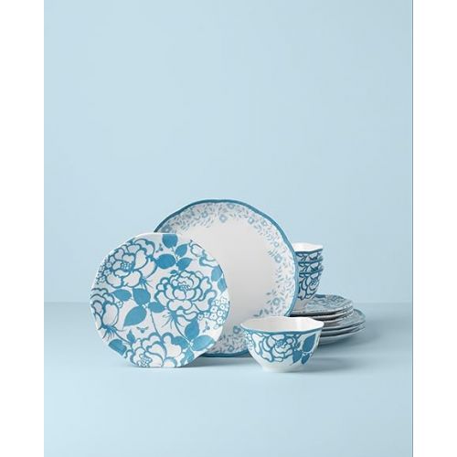 레녹스 Lenox Butterfly Meadow Cottage 12-Piece Dinnerware Set, 17.55 LB, Cornflower