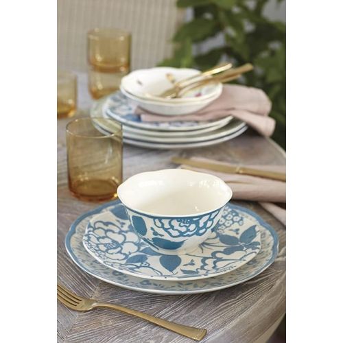 레녹스 Lenox Butterfly Meadow Cottage 12-Piece Dinnerware Set, 17.55 LB, Cornflower