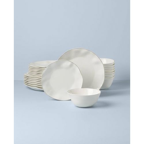 레녹스 Lenox White Blue Bay Piece Dinnerware Set, 24 Count