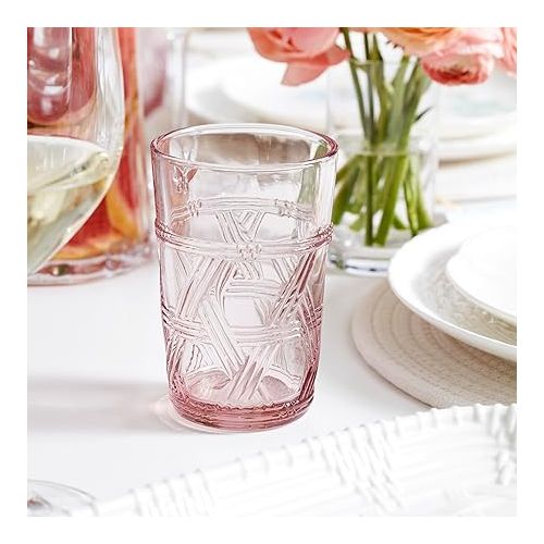 레녹스 Lenox Pink Butterfly Meadow Tall Glasses, Set of 4, 4 Count