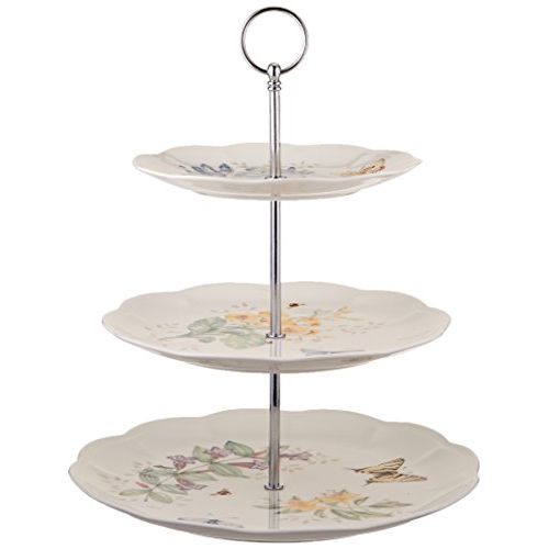 레녹스 Lenox 825847 Butterfly Meadow 3-tiered Server, 4.1 LB, Multi