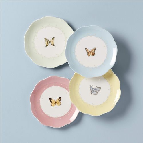 레녹스 Lenox Butterfly Meadow 4-piece Dessert Plate Set, 3.15 LB, Multi