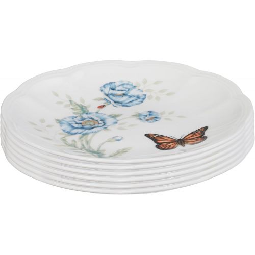 레녹스 Lenox Butterfly Meadow Party Plates, Set of 6, white