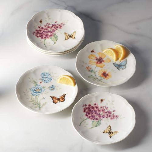 레녹스 Lenox Butterfly Meadow Party Plates, Set of 6, white