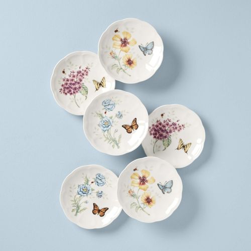 레녹스 Lenox Butterfly Meadow Party Plates, Set of 6, white