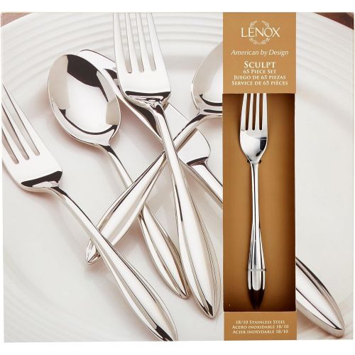 레녹스 Lenox Sculpt 65-Piece Flatware Set, Metallic