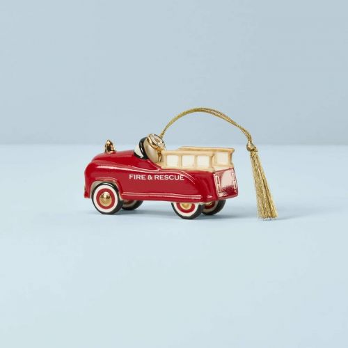 레녹스 Lenox 883441 My Vintage Toy Fire Truck Hanging Ornament, 4-inch High, Porcelain