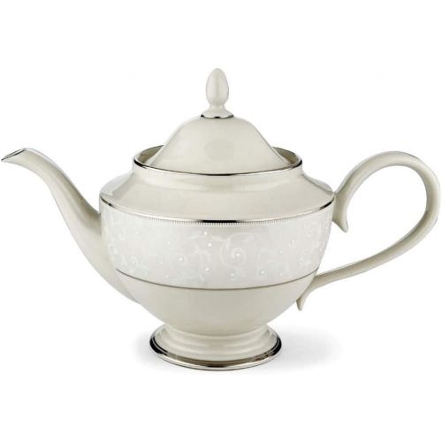 레녹스 Lenox Pearl Innocence Teapot, 2.85 LB, Ivory
