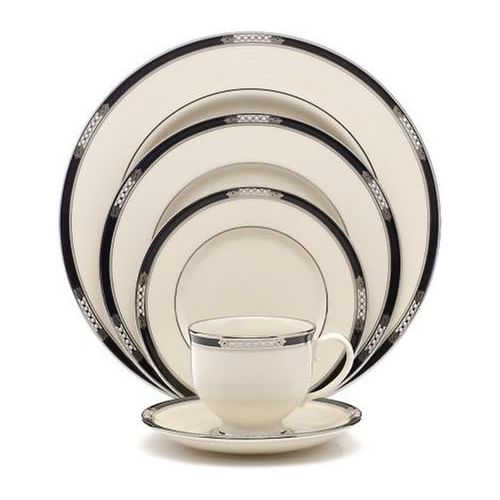 레녹스 Lenox Hancock Platinum Ivory China 5-Piece Place Setting, Service for 1