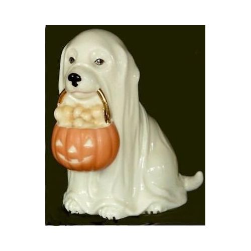 레녹스 Lenox Cute Little Halloween Dog with Pumpkin full of bones New 4.25 tall