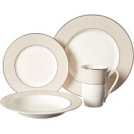 Lenox Pleated Colors 4-Piece Place Setting, 4.75 LB, Taupe/Grey