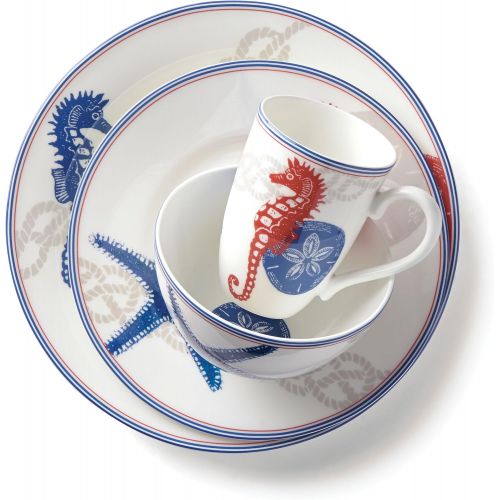 레녹스 Lenox 4 Piece Oceanside Place Setting Dinnerware Set, Multicolor