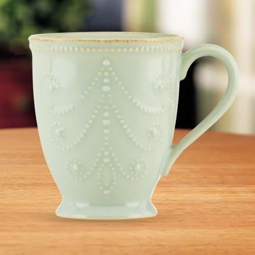 레녹스 Lenox French Perle 12 oz. Mug [Set of 4] Color: Ice Blue