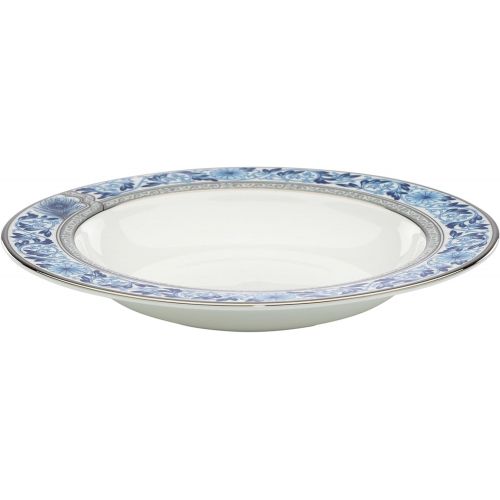 레녹스 Lenox Marchesa Couture Pasta/Rim Soup Bowl, Sapphire Plume, White -