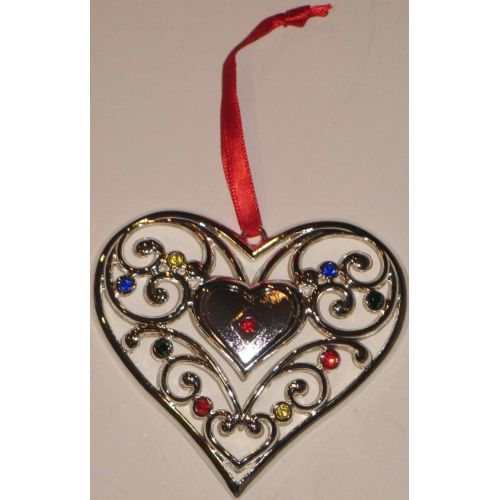 레녹스 Lenox Silverplate Sparkle and Scrolls Heart Ornament