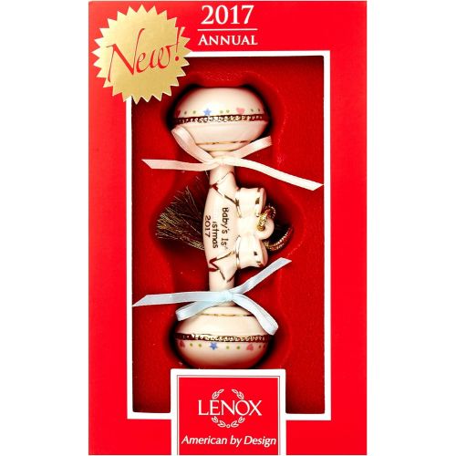 레녹스 Lenox Annual China Ornaments 2017 Babys 1st Christmas Rattle