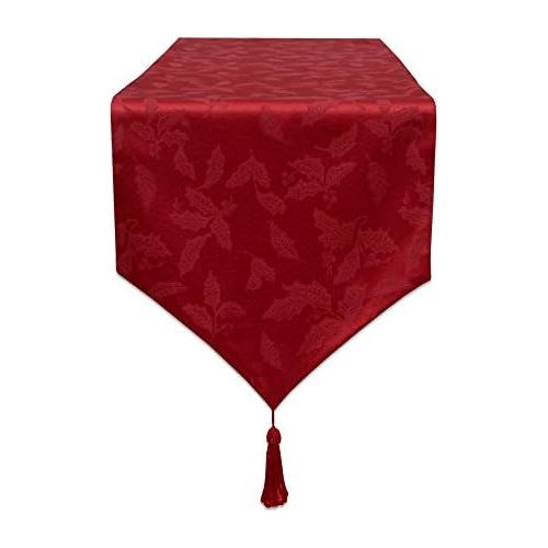 레녹스 Lenox Holly Damask Runner, 90-Inch, Red