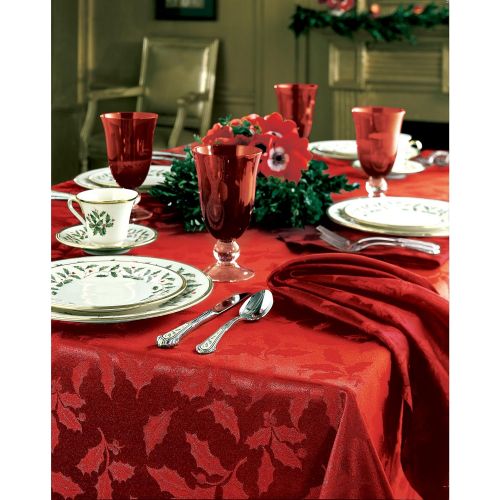 레녹스 Lenox Holly Damask Runner, 90-Inch, Red