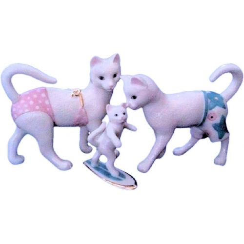레녹스 Lenox Kittys Surfing Lessons Porcelain Collectible Figurine 843177 - Set of 3