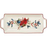 Lenox Handled Tray Winter Greetings Hors DOeuvre Tray, 3.20 LB, Red & Green