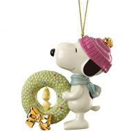 Lenox Peanuts Snoopys Christmas Wreath Porcelain Ornament