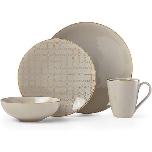 레녹스 Lenox Trianna 4-Piece Place Setting, 5.55 LB, Taupe/Grey