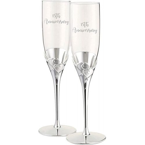 레녹스 Lenox True Love Personalized Wedding Champagne Flutes, Set of 2 Glasses