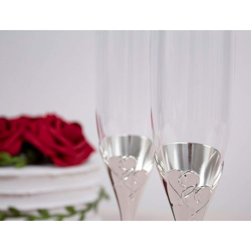 레녹스 Lenox True Love Personalized Wedding Champagne Flutes, Set of 2 Glasses