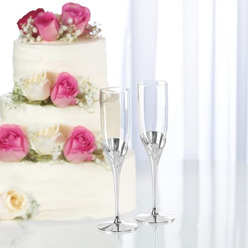 레녹스 Lenox True Love Personalized Wedding Champagne Flutes, Set of 2 Glasses