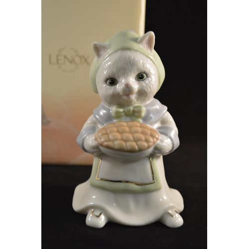 레녹스 Lenox China, Gather & Share Pilgrim Cat Thanksgiving Figurine, 4 Tall, in Lenox Gift Box