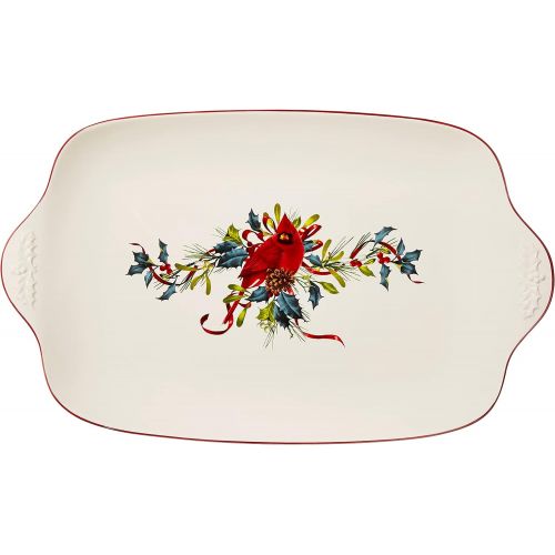 레녹스 Lenox Winter Greetings Oversized Platter, 5.90 LB, Red & Green